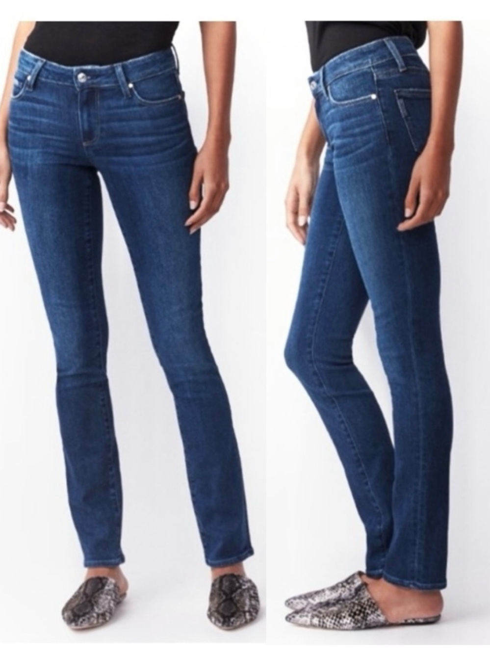PAIGE Women’s Skyline Skinny Mid-Rise Jeans in Dark Blue Wash Size 24 Casual